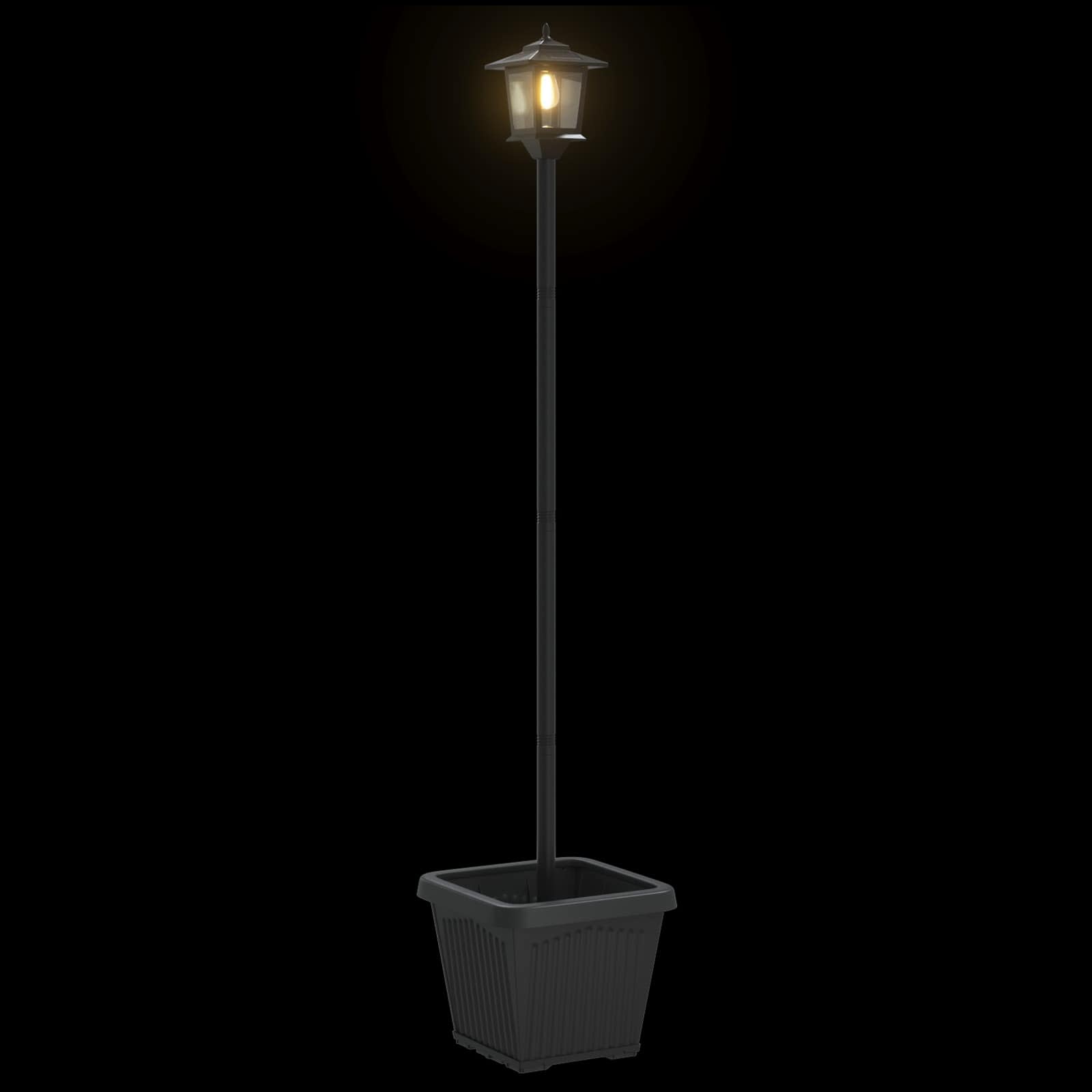 Solarna lampa s postoljem i saksijom Crna 32 x 32 x 158 cm