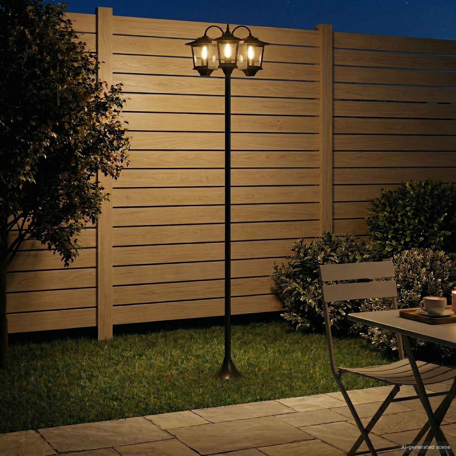Lampa sa tri glave Crna 16 x 16 x 187 cm Aluminij i ABS