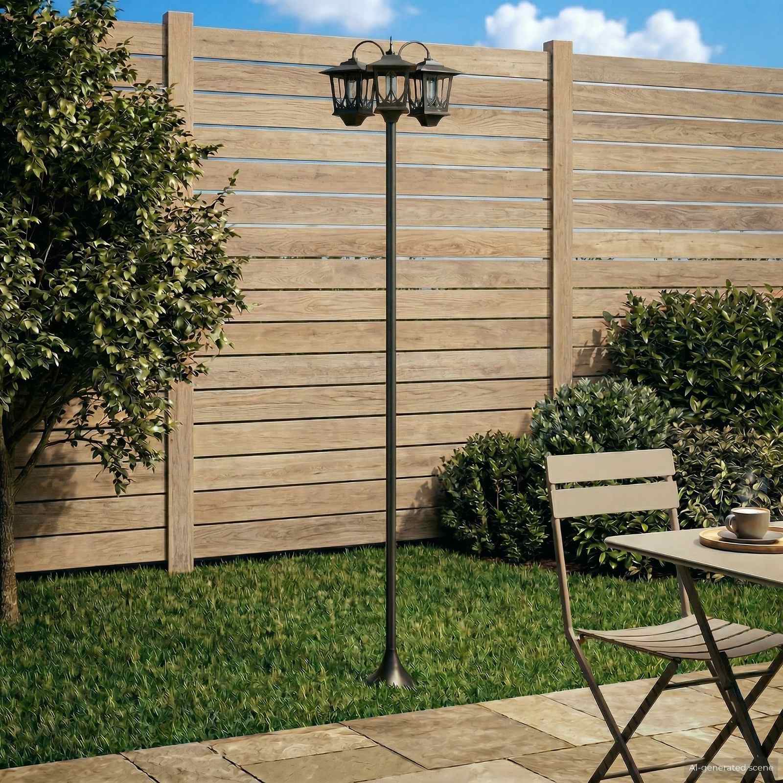 Lampa sa tri glave Crna 16 x 16 x 187 cm Aluminij i ABS