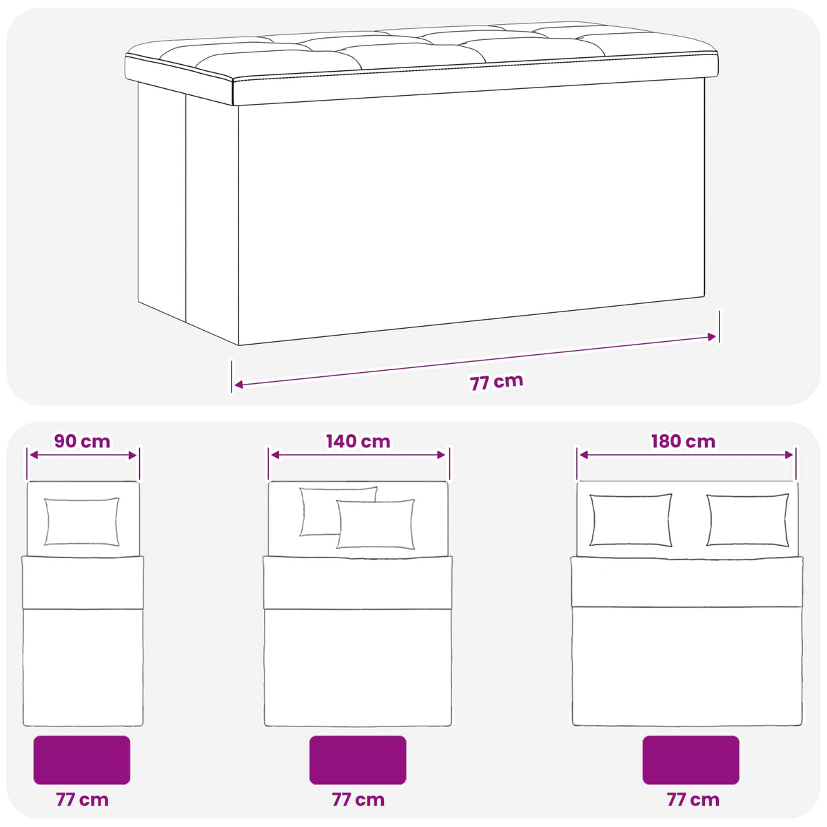 Sklopiva klupa za pohranu Plava 180 kg 80 L 77 x 38 x 38 cm