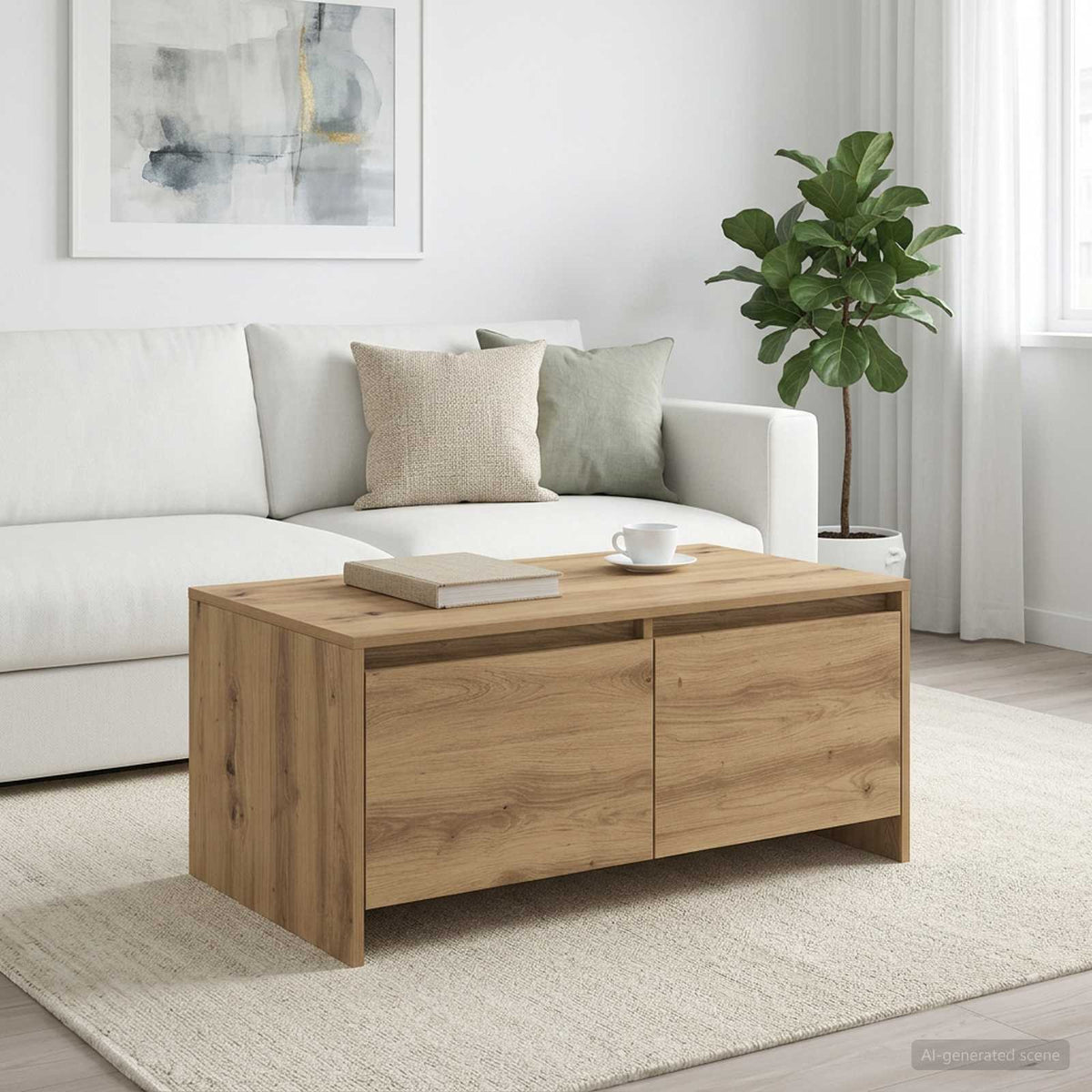 Stolić za kavu boja hrasta 90 x 50 x 41,5 cm konstruirano drvo