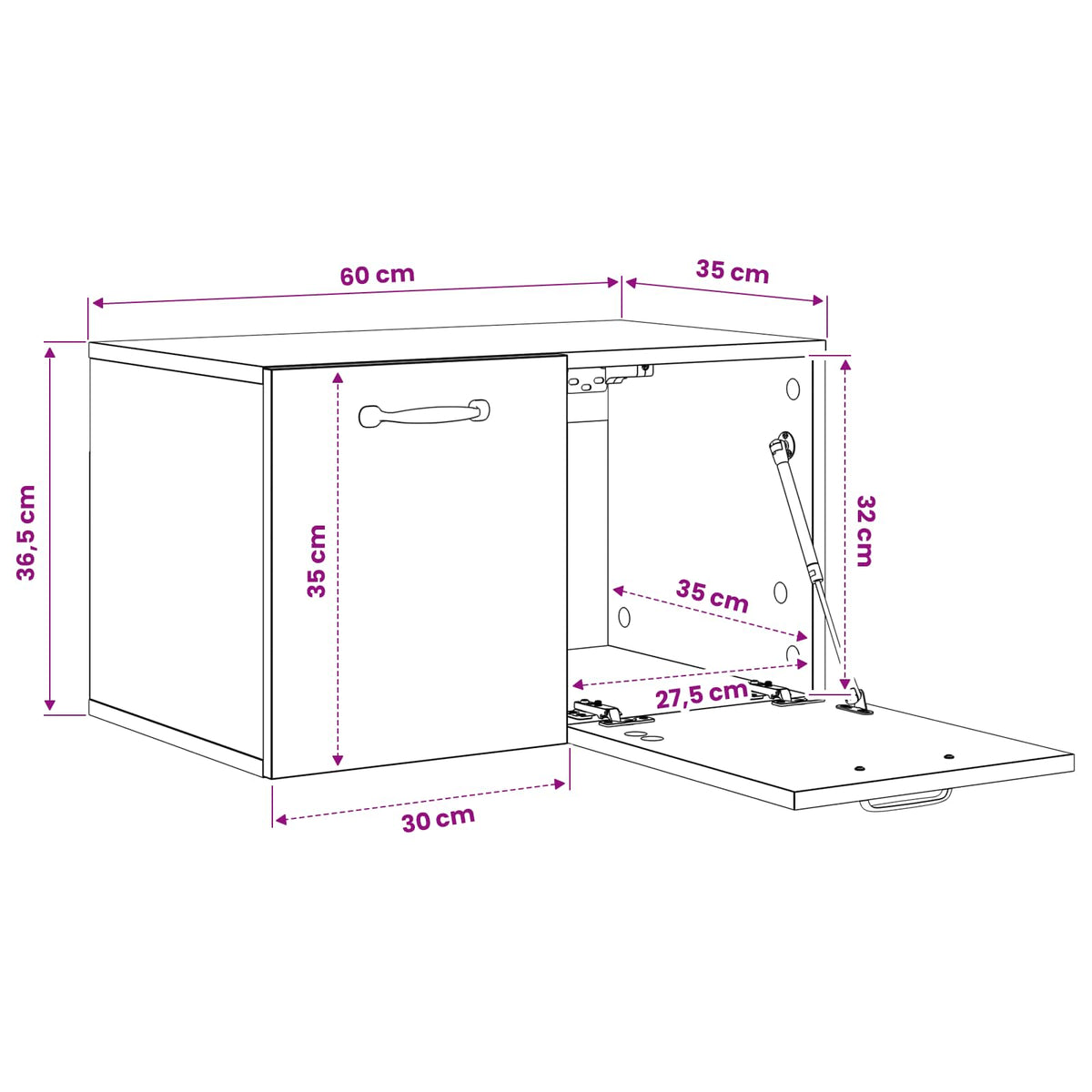 Ormar za Zid 60 x 36,5 x 35 cm Konstruirano drvo Crni hrast