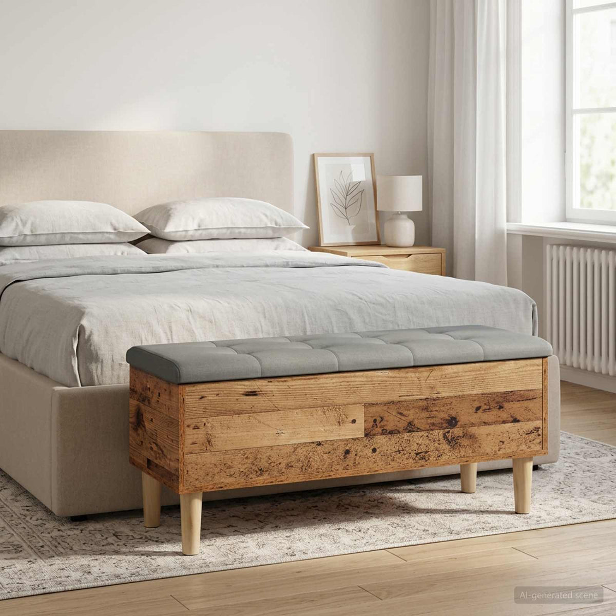 Klupa za odlaganje s jastučićem Drvo hrasta 102 x 42 x 46 cm