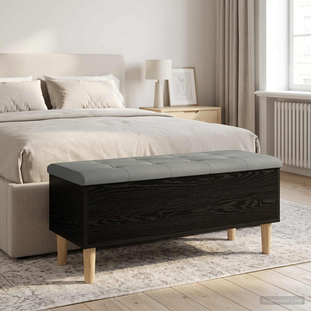 Klupa za odlaganje s jastučićem Crni hrast 102 x 42 x 46 cm