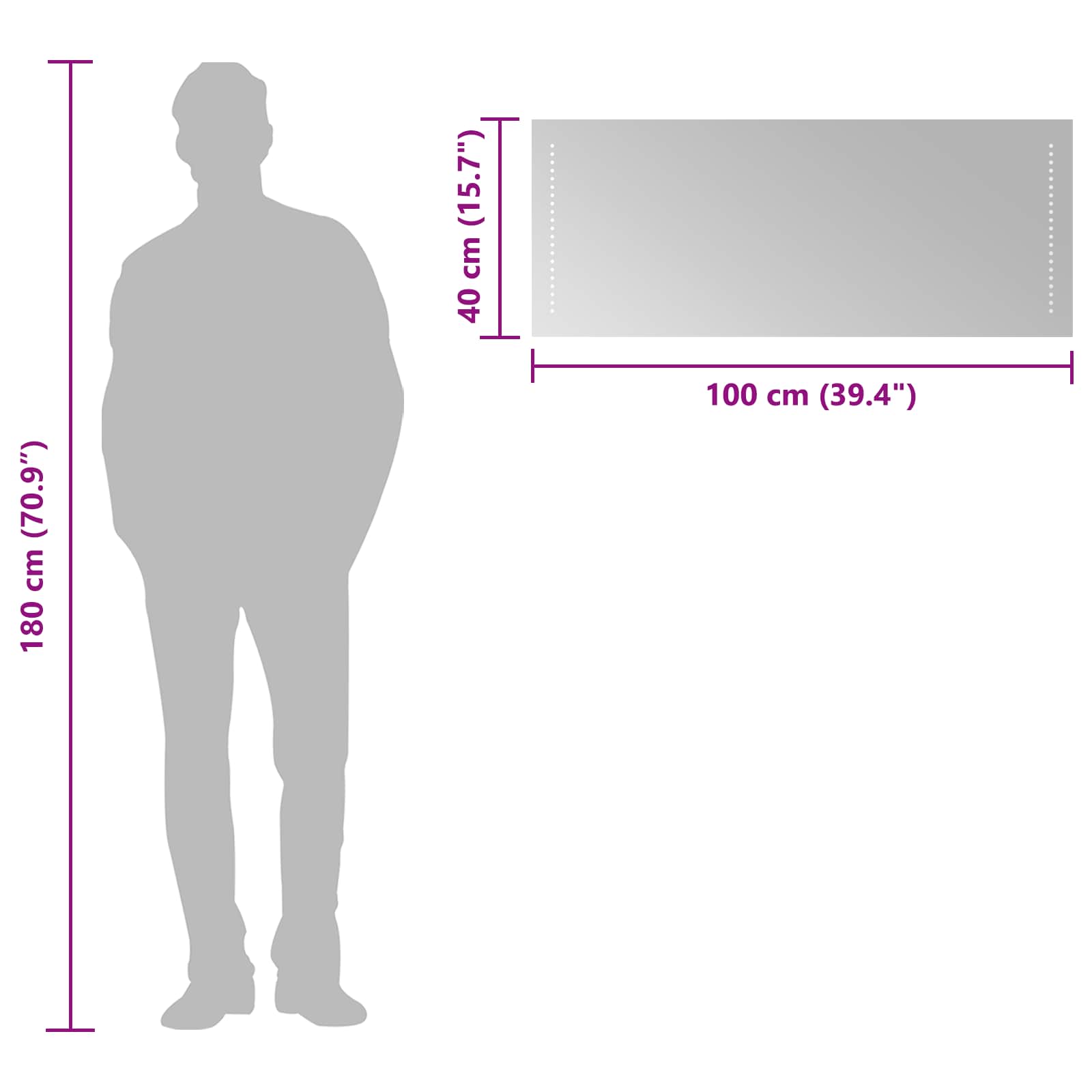 LED kupaonsko ogledalo *Transparent*an 100 x 40 cm Pravokutni