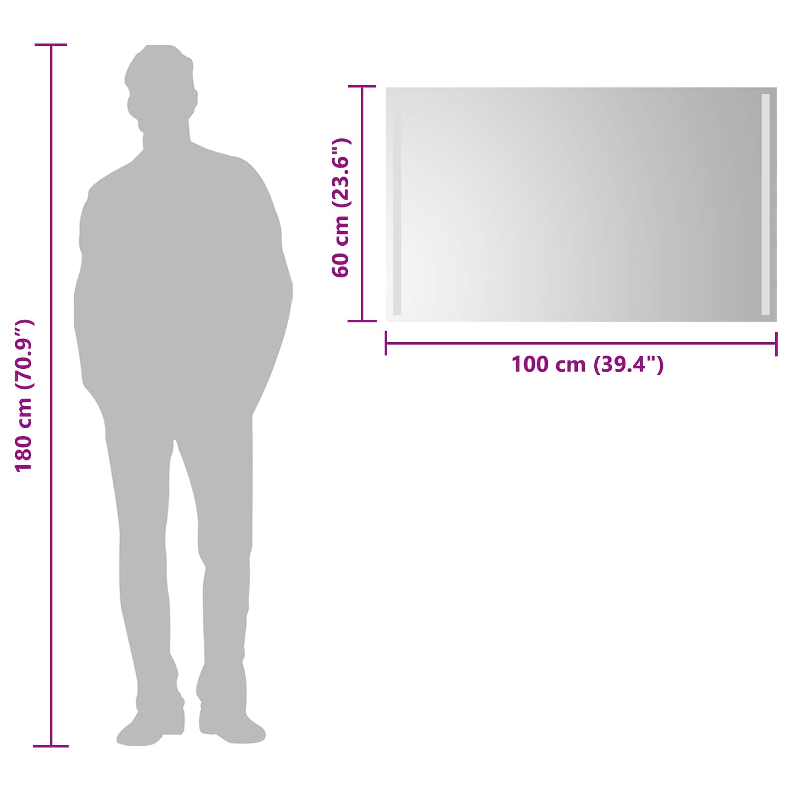 LED kupaonsko ogledalo s ogledalom *Transparent*an 100 x 60 cm