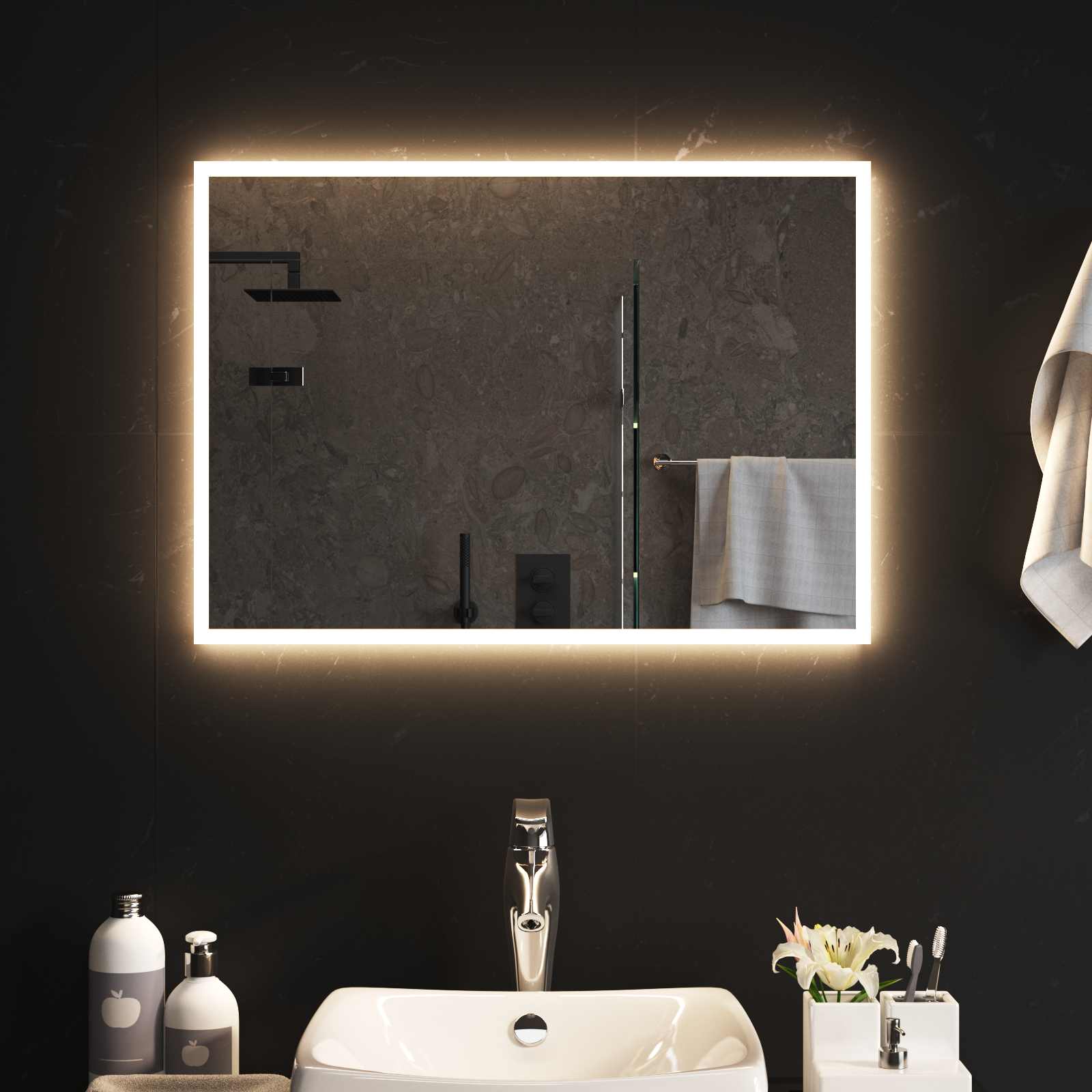 LED kupaonsko ogledalo s ogledalom *Transparent*an 70 x 50 cm