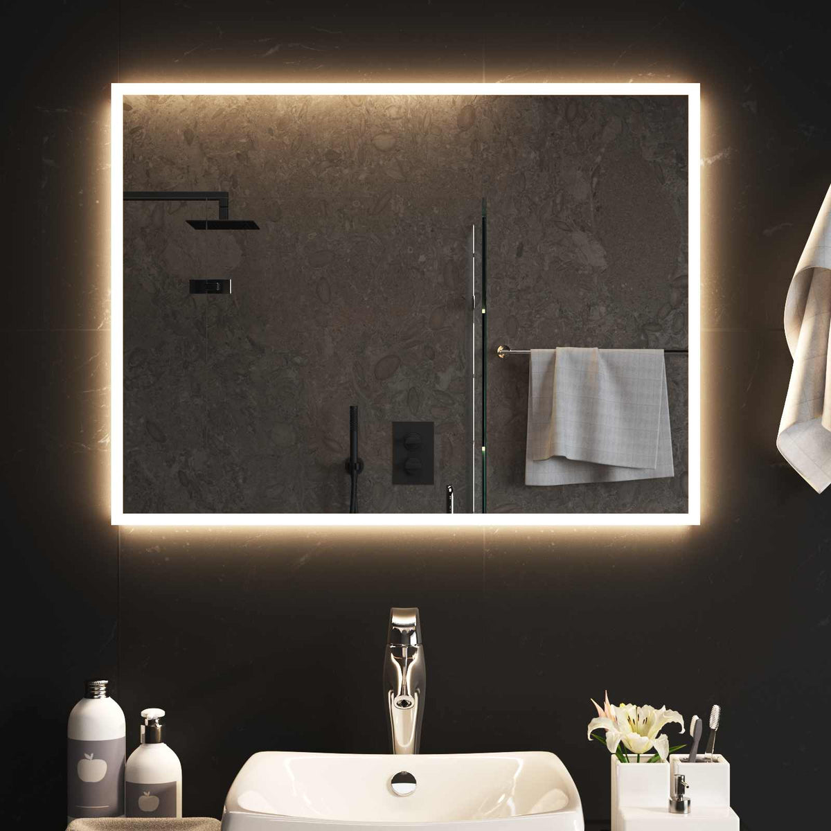 LED kupaonsko ogledalo s ogledalom *Transparent*an 80 x 60 cm