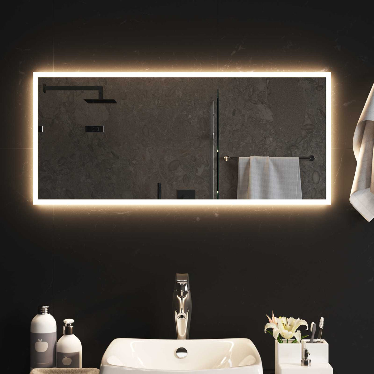 LED kupaonsko ogledalo s ogledalom *Transparent*an 90 x 40 cm