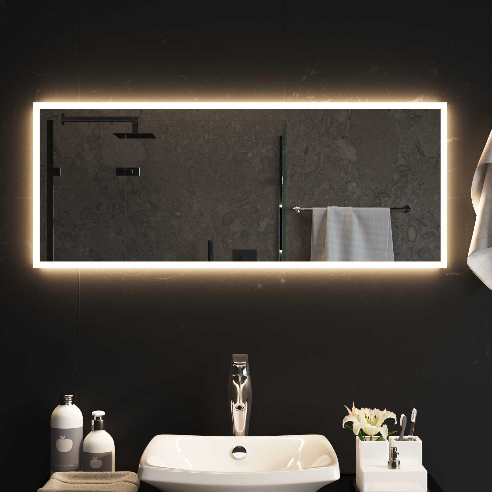 LED kupaonsko ogledalo s ogledalom *Transparent*an 100 x 40 cm