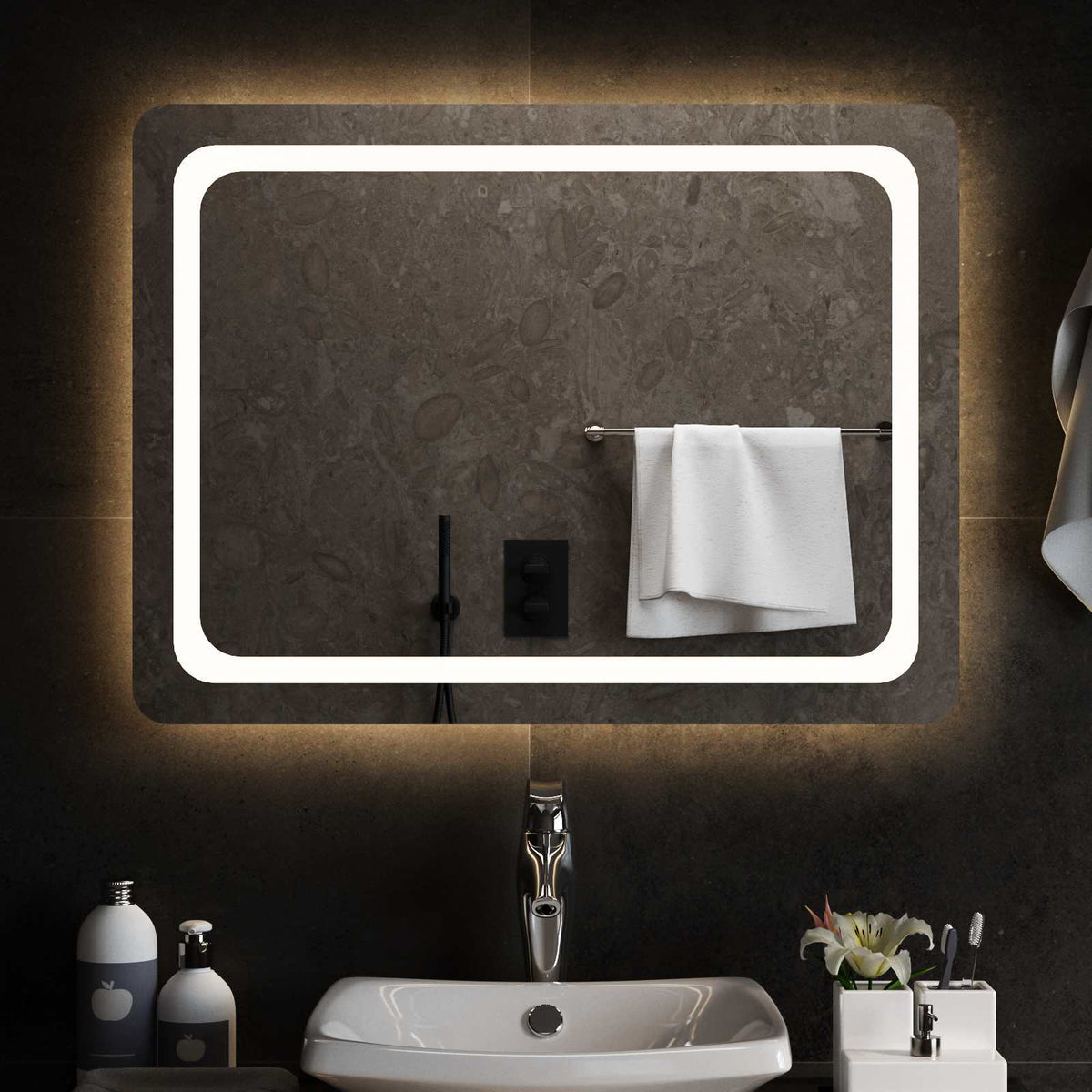 LED kupaonsko ogledalo s ogledalom *Transparent*an 80 x 60 cm