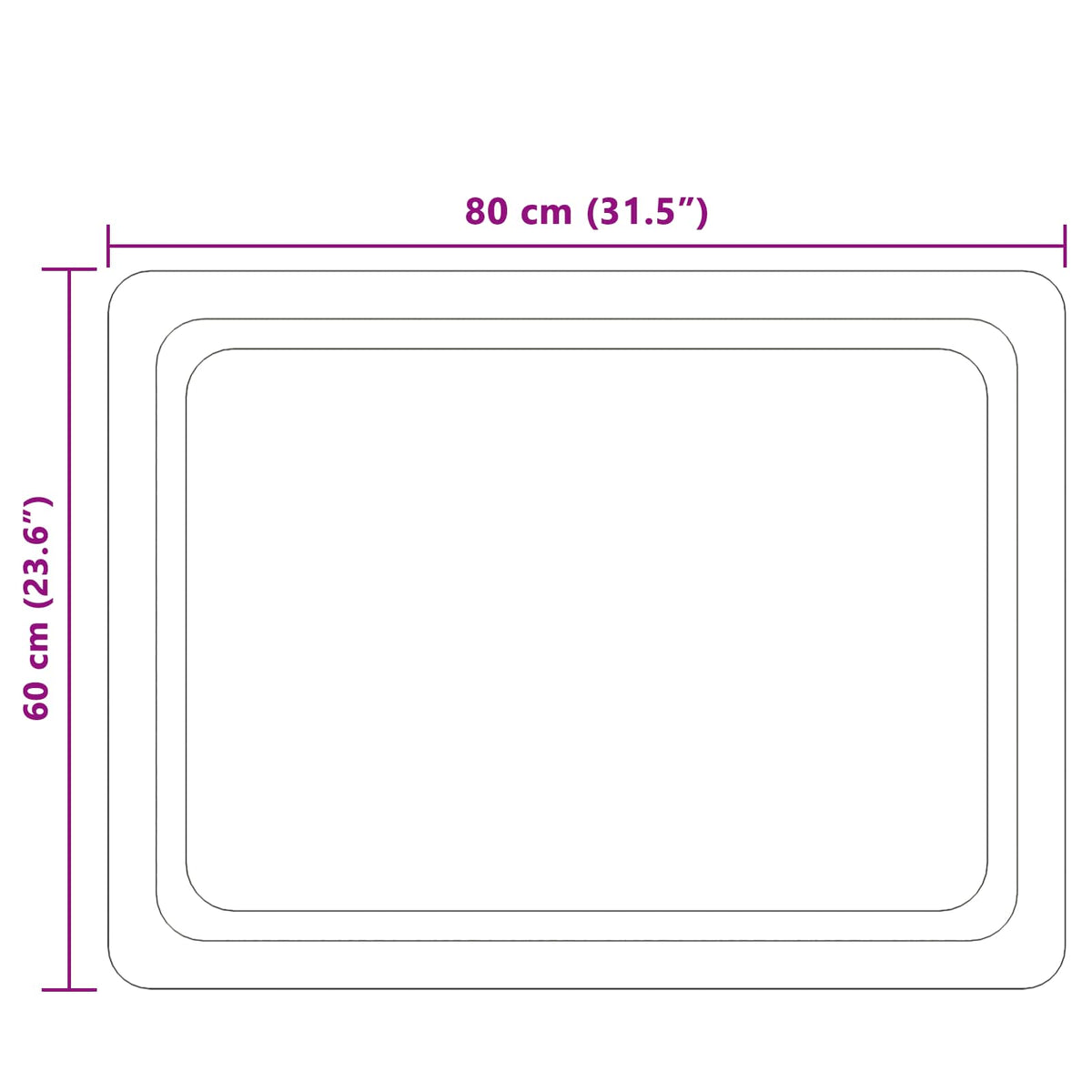 LED kupaonsko ogledalo s ogledalom *Transparent*an 80 x 60 cm
