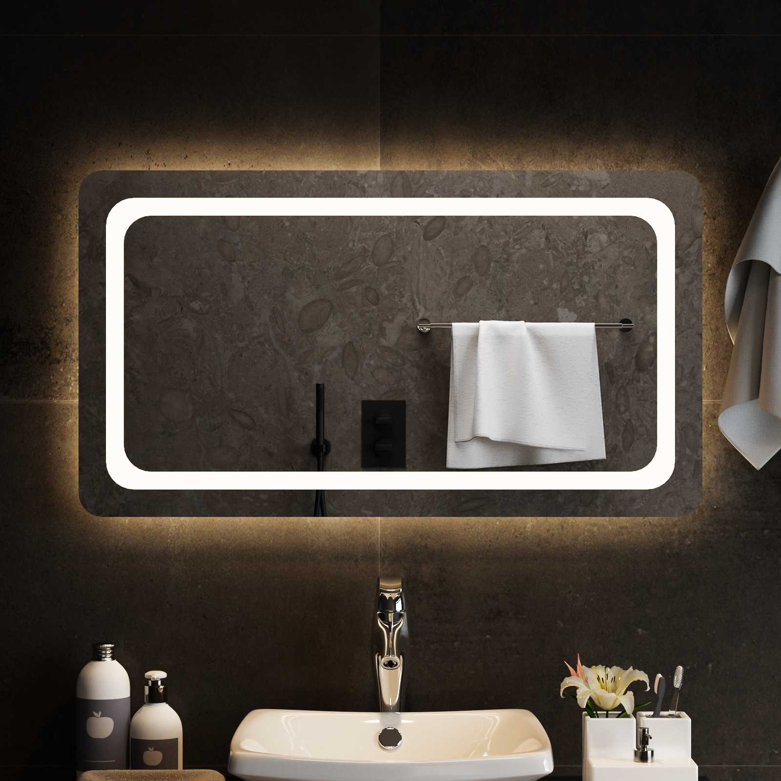 LED kupaonsko ogledalo s ogledalom *Transparent*an 90 x 50 cm