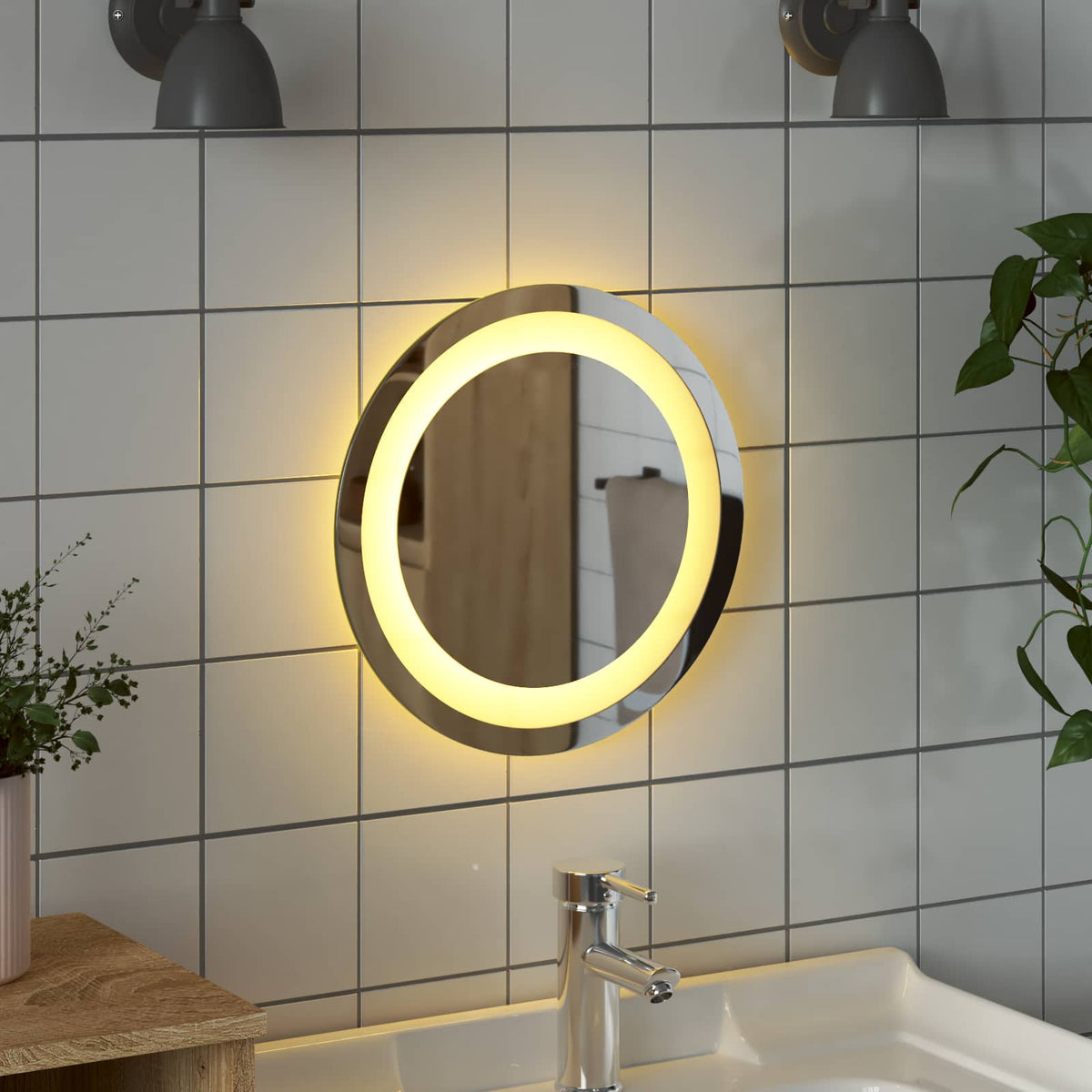 LED kupaonsko ogledalo s ogledalom *Transparent*an Ø 30 cm