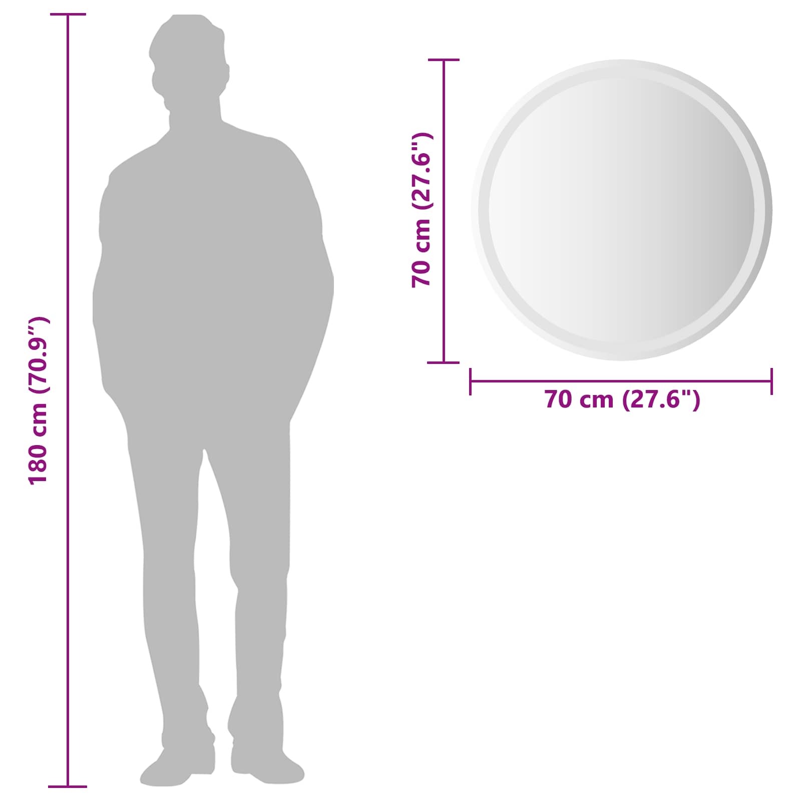LED kupaonsko ogledalo s ogledalom *Transparent*an Ø 70 cm