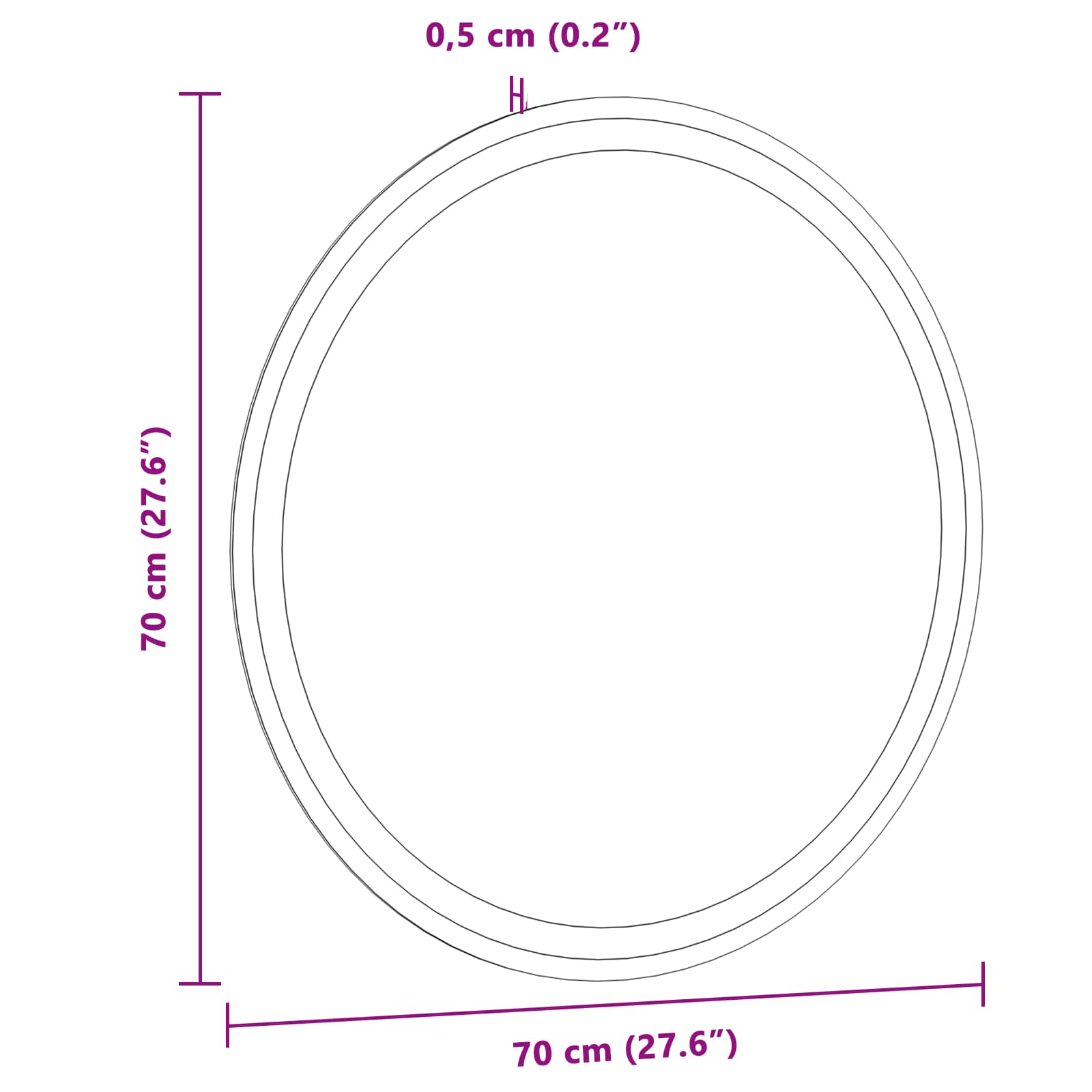 LED kupaonsko ogledalo s ogledalom *Transparent*an Ø 70 cm