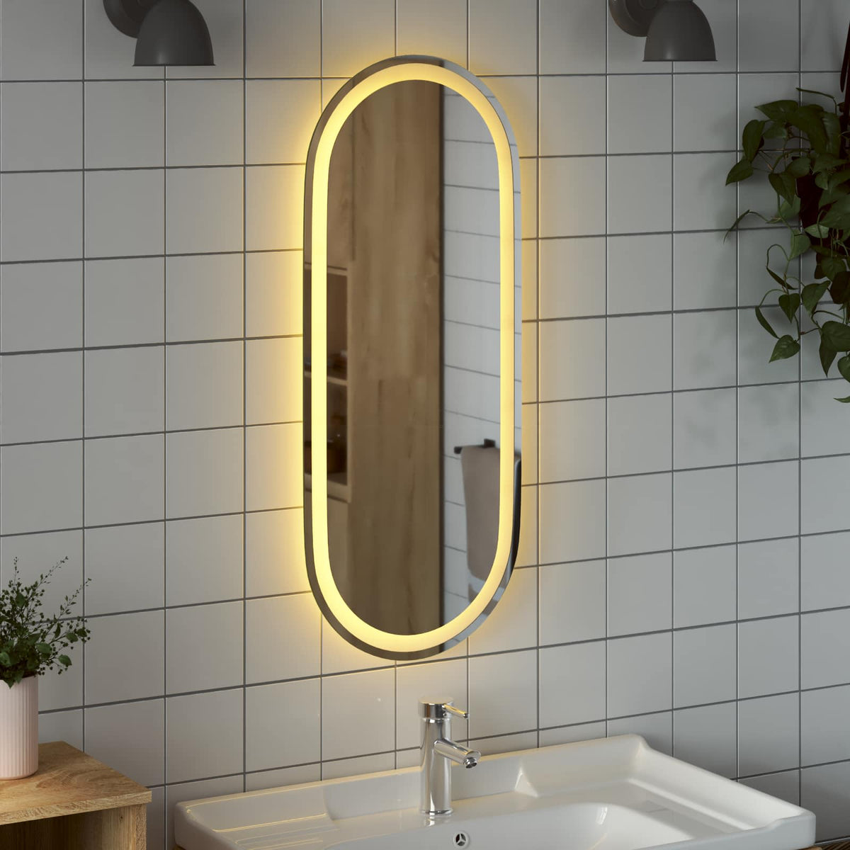 LED kupaonsko ogledalo s ogledalom *Transparent*an 90 x 40 cm