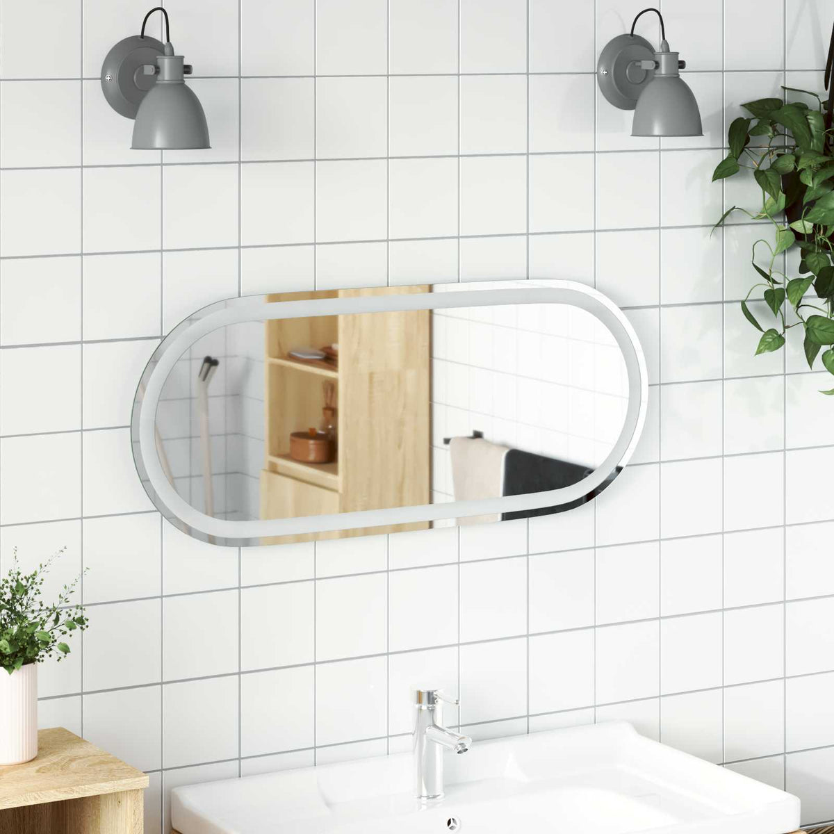 LED kupaonsko ogledalo s ogledalom *Transparent*an 90 x 40 cm