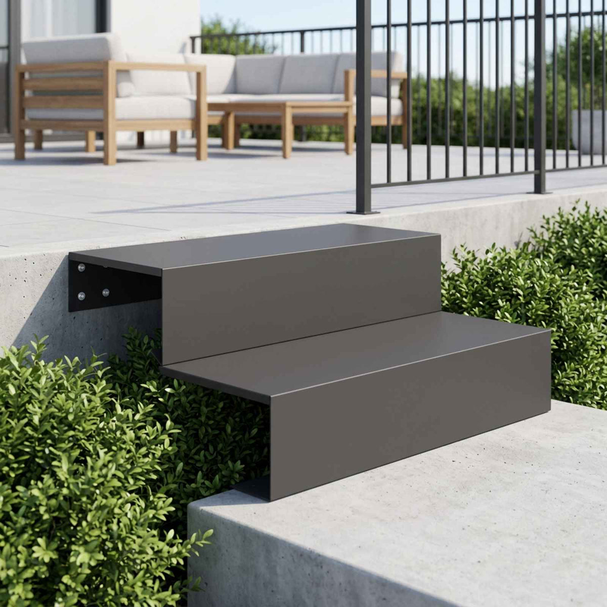 Vrtne stepenice s 2 gazišta 80,5 x 56,5 x 34 cm Čelik Crna