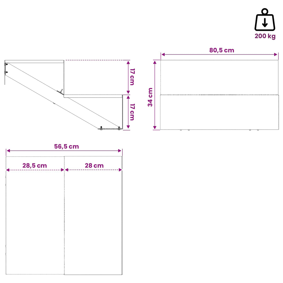 Vrtne stepenice s 2 gazišta 80,5 x 56,5 x 34 cm Čelik Crna