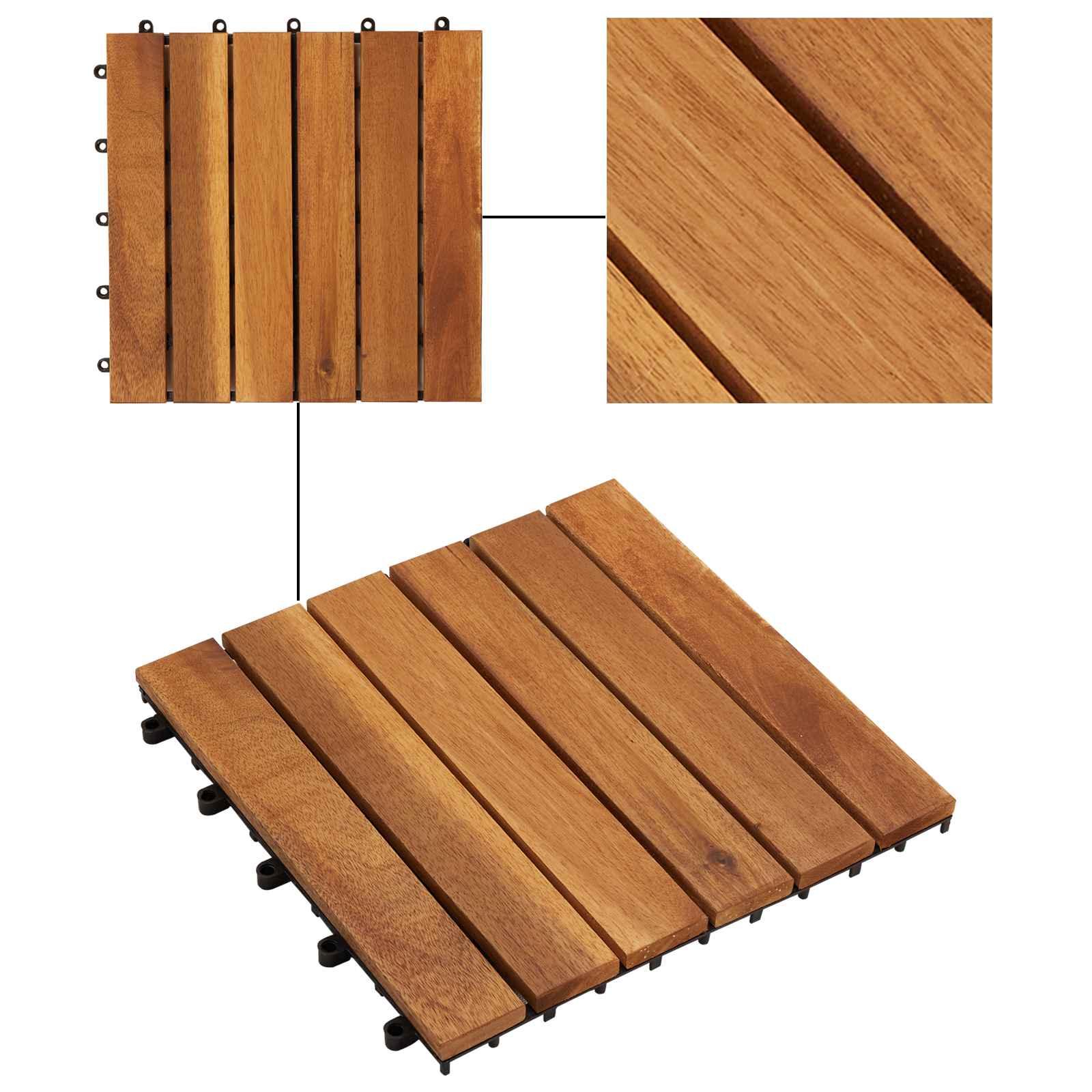 Pločice za decking 30 pcs Smeđa 30 x 30 cm Acacijsko drvo