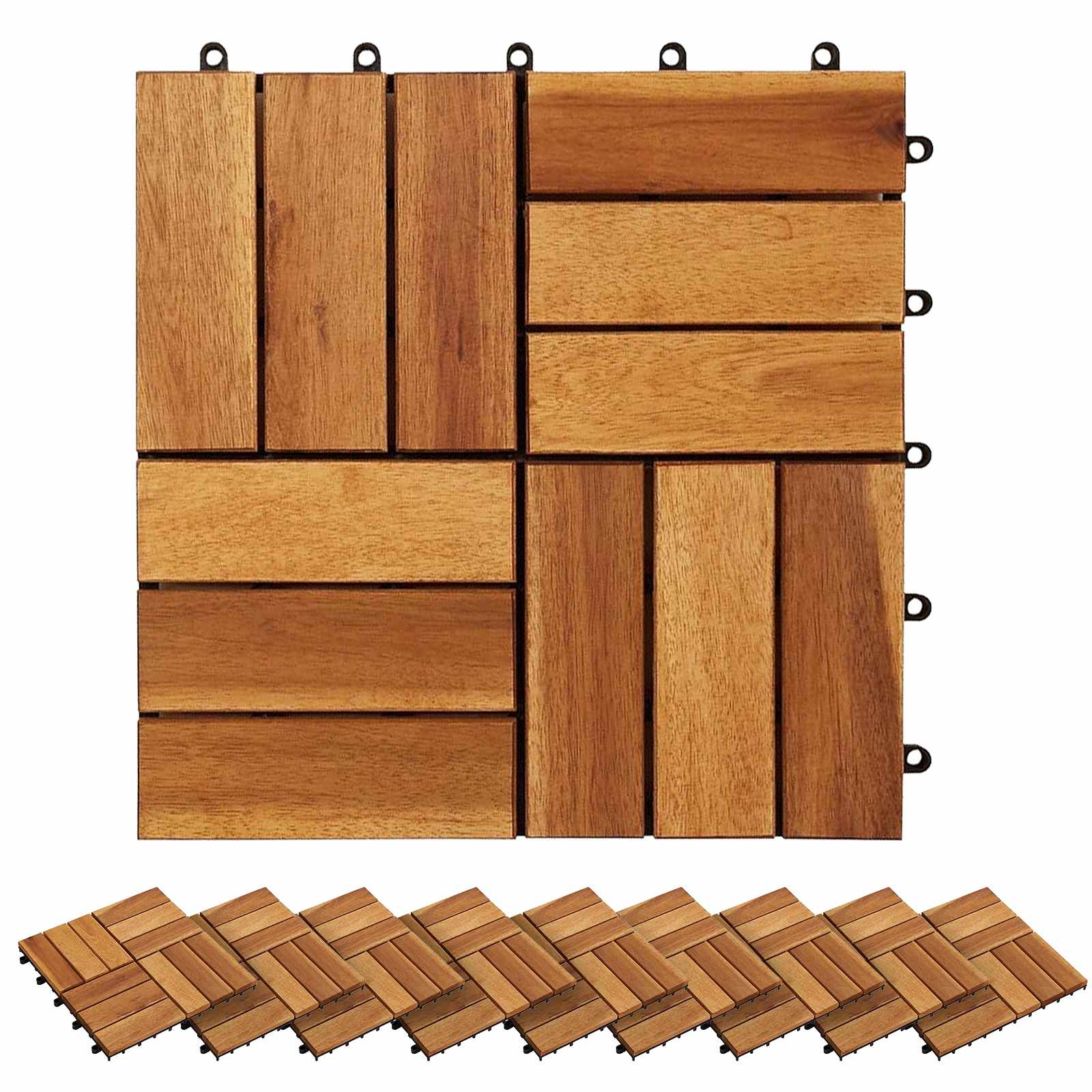 Pločice za decking 20 pcs Smeđa 30 x 30 cm Acacijsko drvo