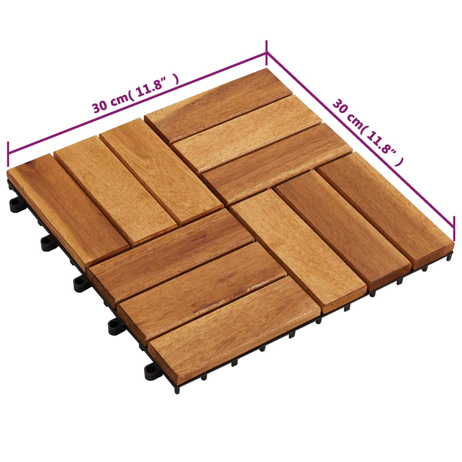 Pločice za decking 20 pcs Smeđa 30 x 30 cm Acacijsko drvo