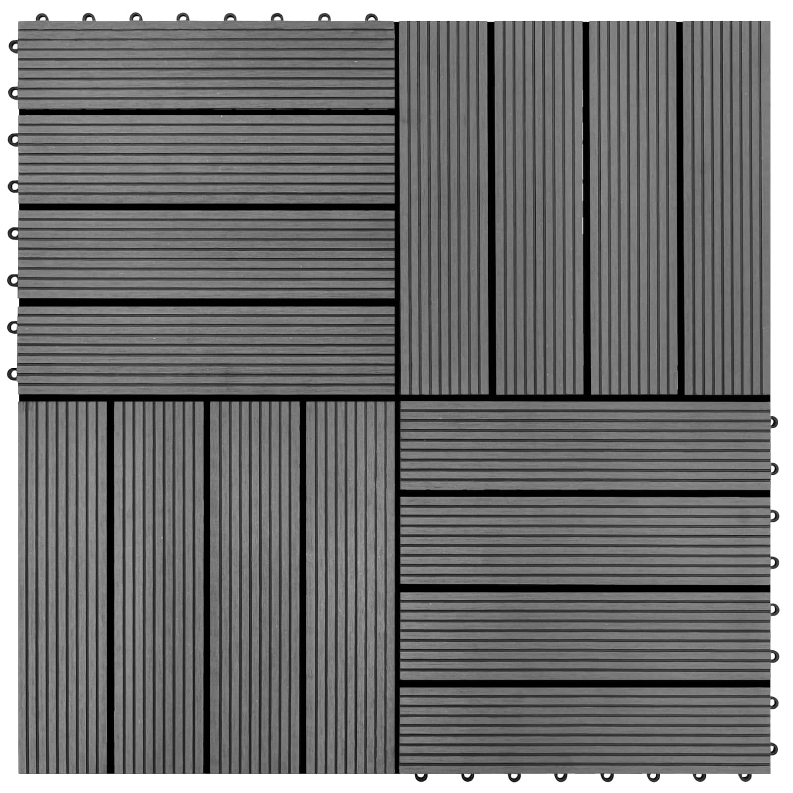 Pločice za decking 22 pcs Siva 30 x 30 cm Drvoplastična smjesa