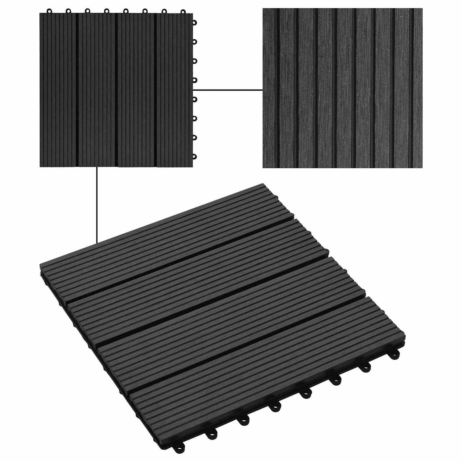 Pločice za decking 22 pcs Crna 30 x 30 cm Drvoplastična smjesa