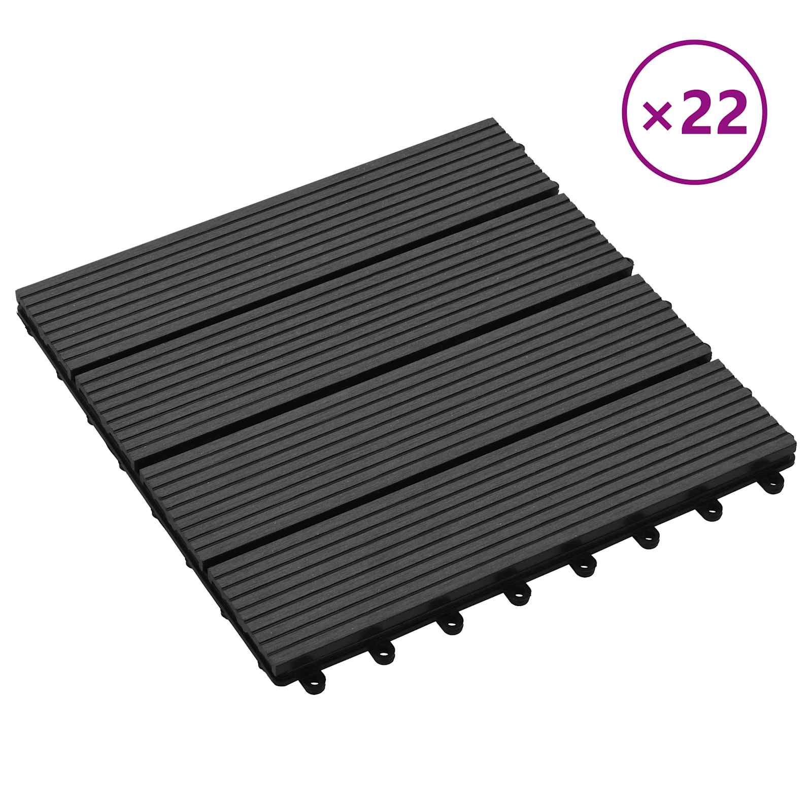 Pločice za decking 22 pcs Crna 30 x 30 cm Drvoplastična smjesa