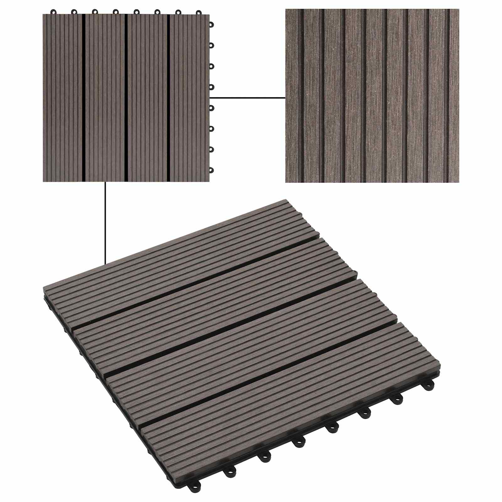 Pločice za decking 22 pcs Tamno smeđa 30 x 30 cm
