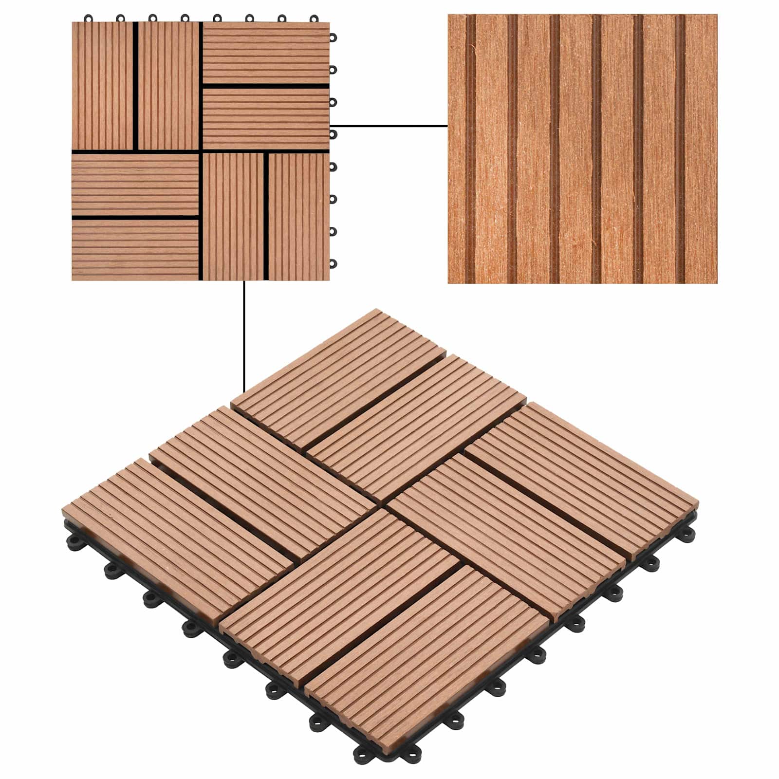Pločice za decking 22 pcs Smeđa 30 x 30 cm Drvoplastična smjesa