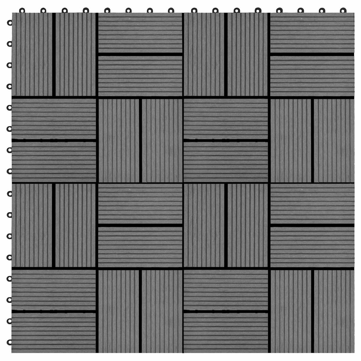 Pločice za decking 22 kom. Siva 30 x 30 cm WPC