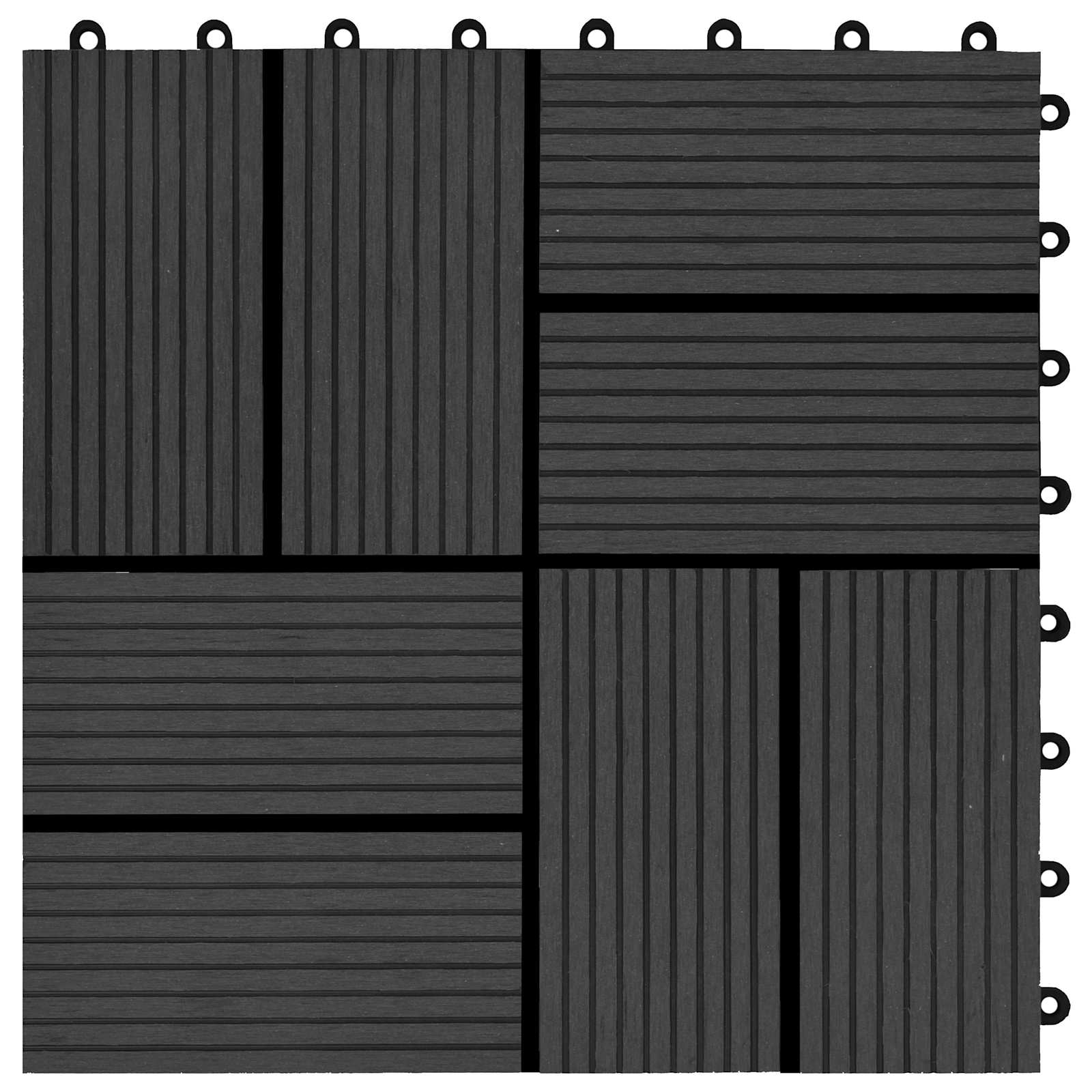 Pločice za decking 22 pcs Crna 30 x 30 cm Drvoplastična smjesa