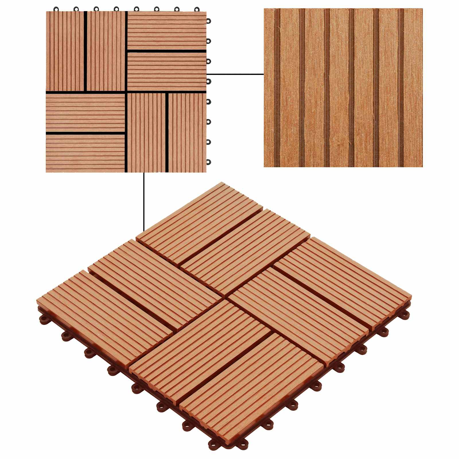 Pločice za decking 22 kom. Tikovina 30 x 30 cm WPC