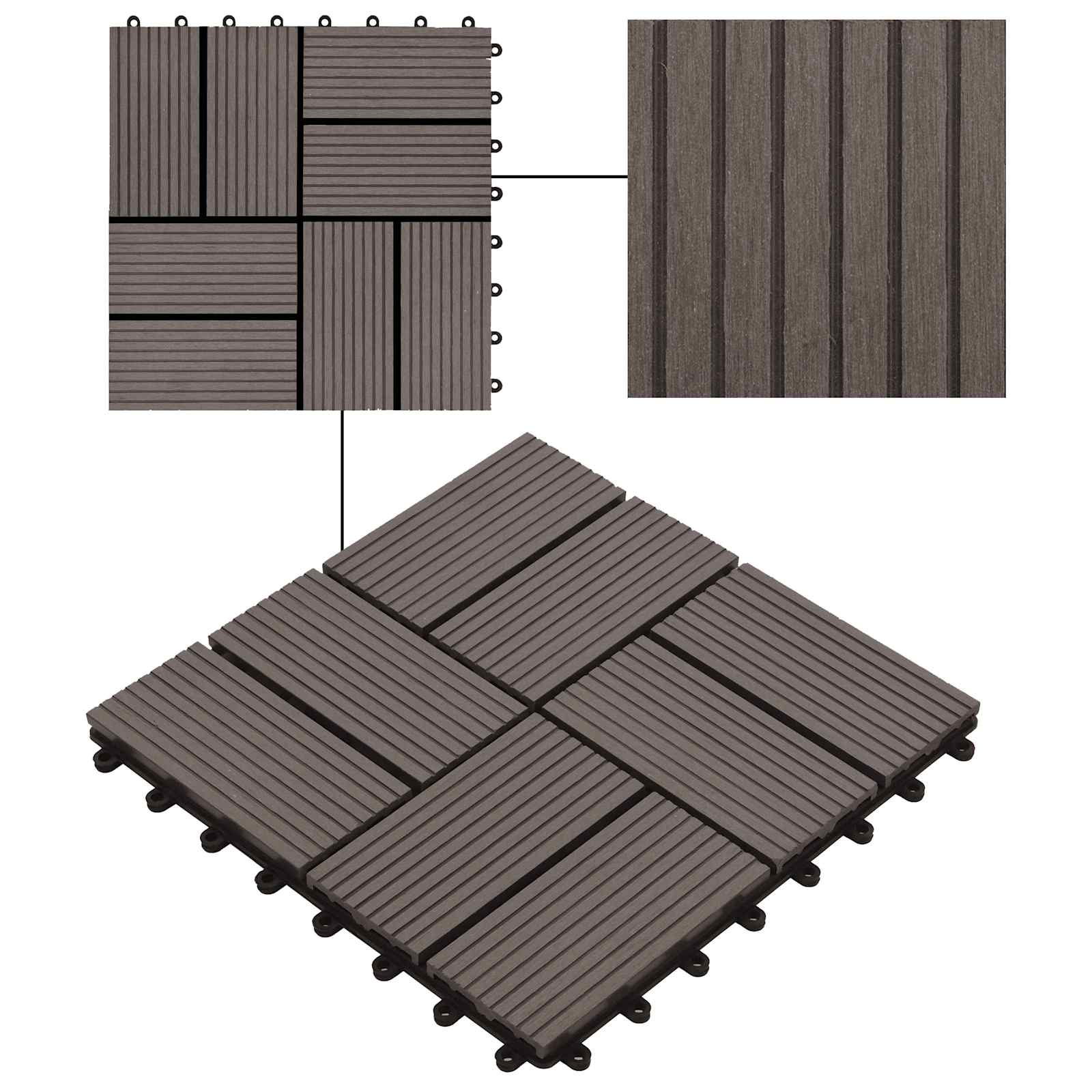 Pločice za decking 22 kom. Tamno smeđa 30 x 30 cm WPC