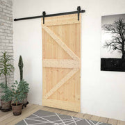 Klizna vrata Prirodna i crna 80 x 210 cm Masivna borovina