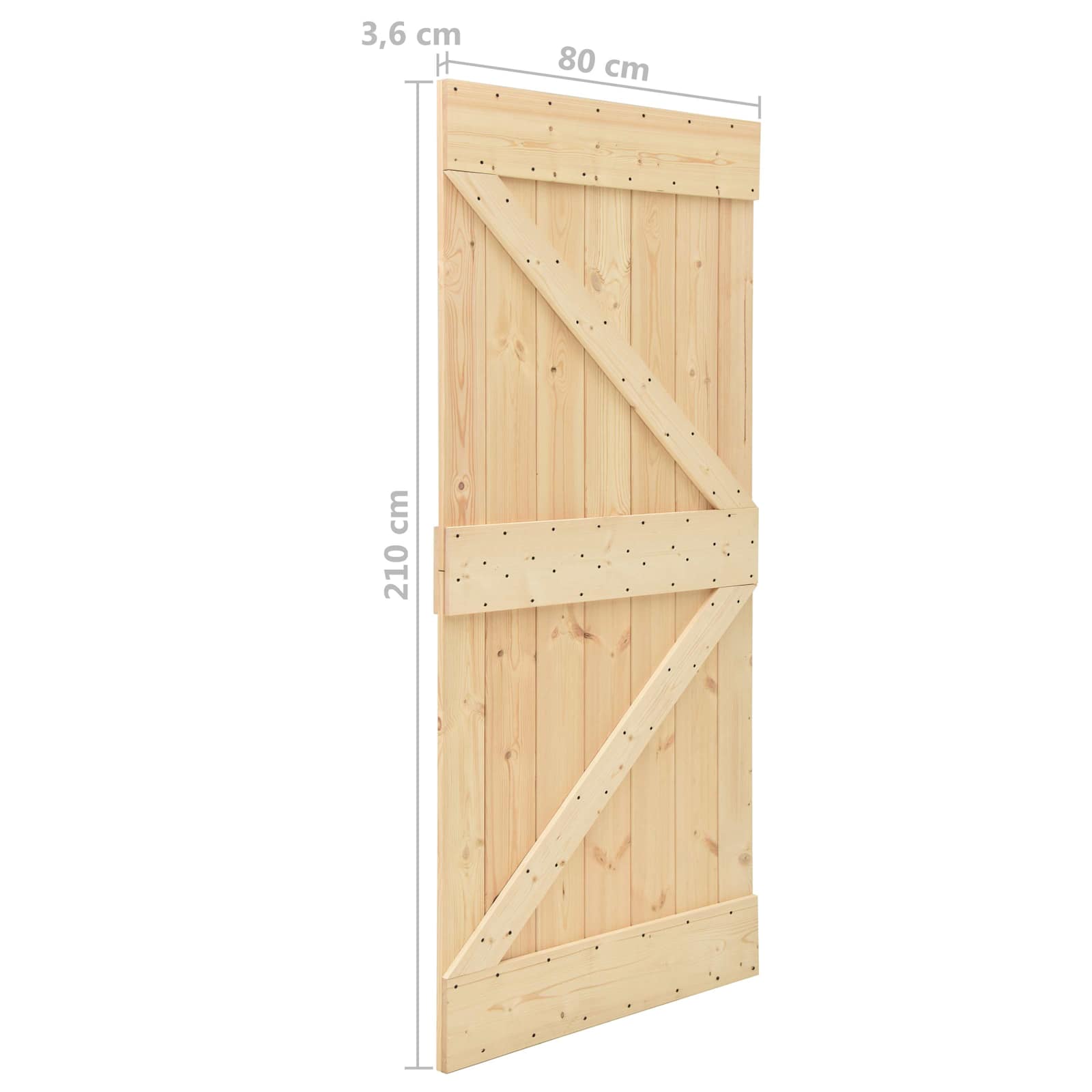 Klizna vrata Prirodna i crna 80 x 210 cm Masivna borovina