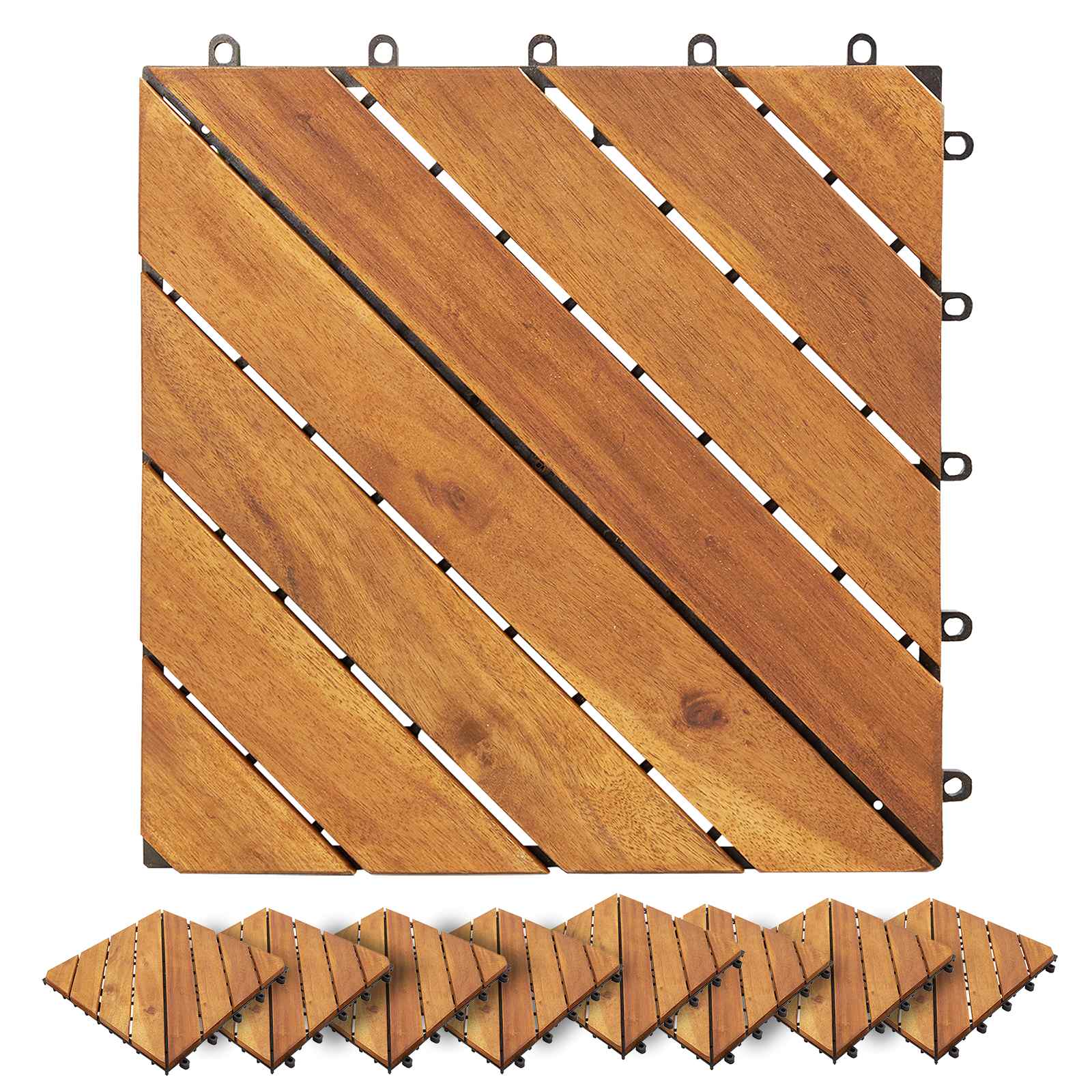 Pločice za decking 30 pcs Smeđa 30 x 30 cm Acacijsko drvo