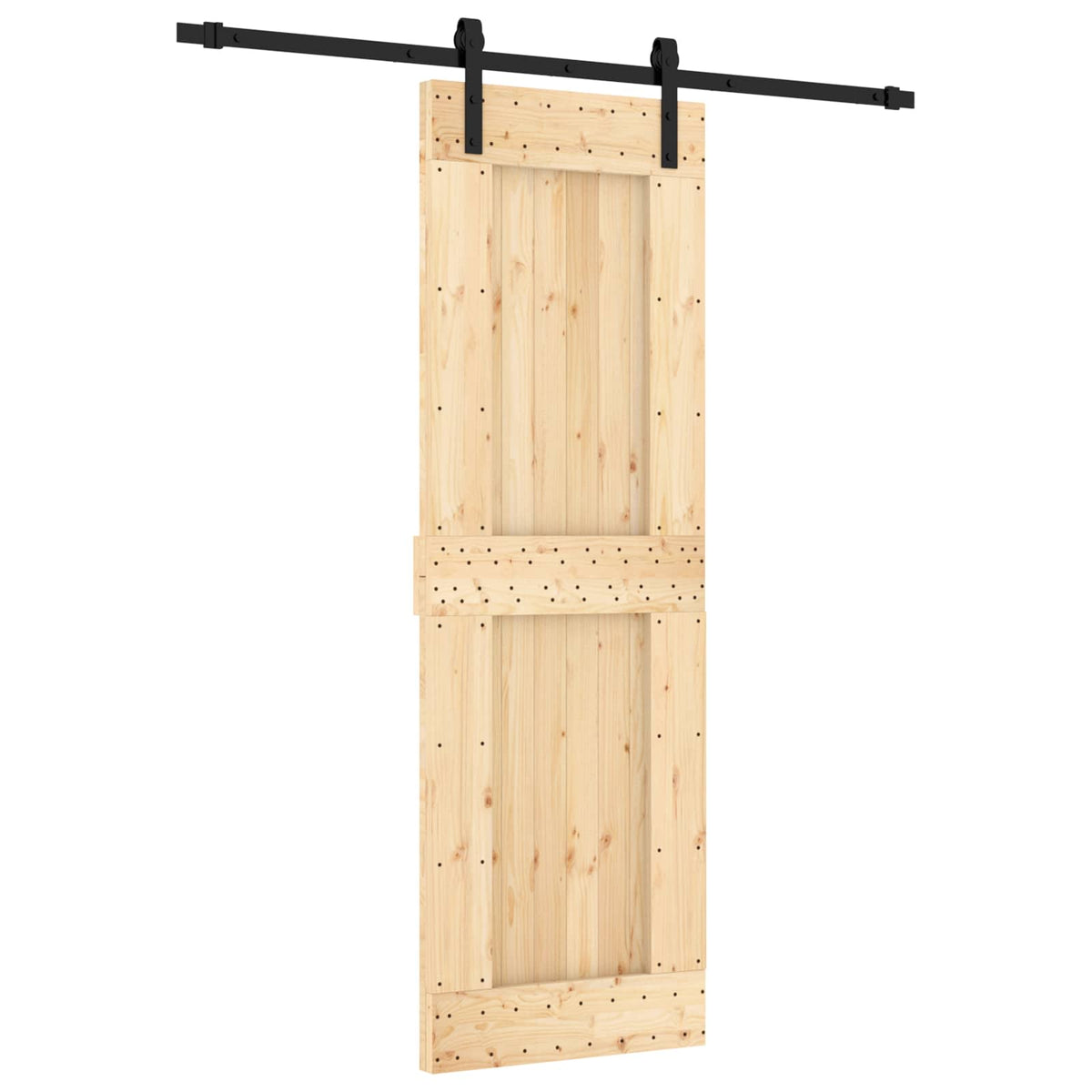 Klizna vrata Prirodna i crna 70 x 210 cm Čvrsta borovina
