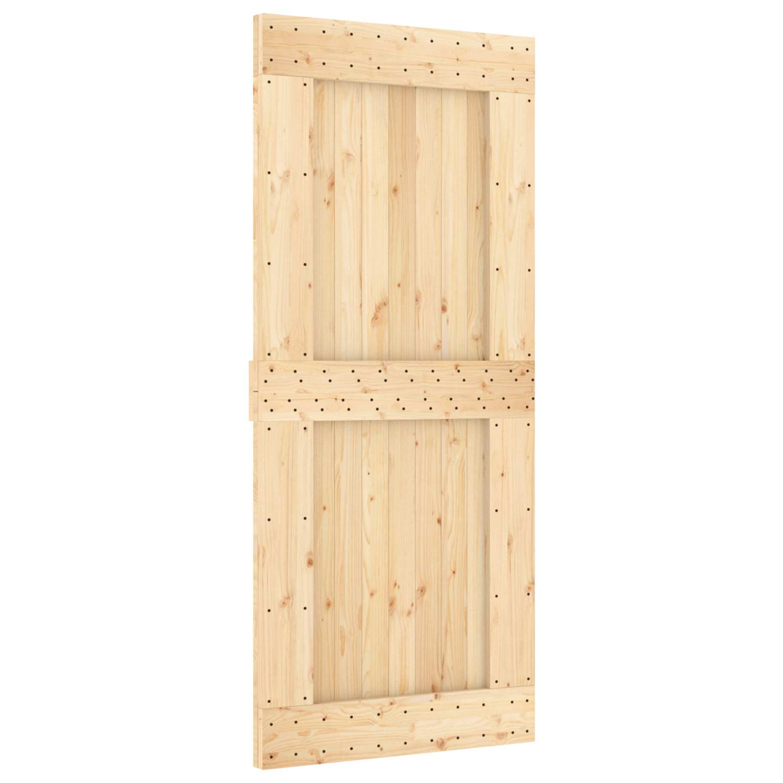 Klizna vrata Prirodna i crna 90 x 210 cm Čvrsta borovina