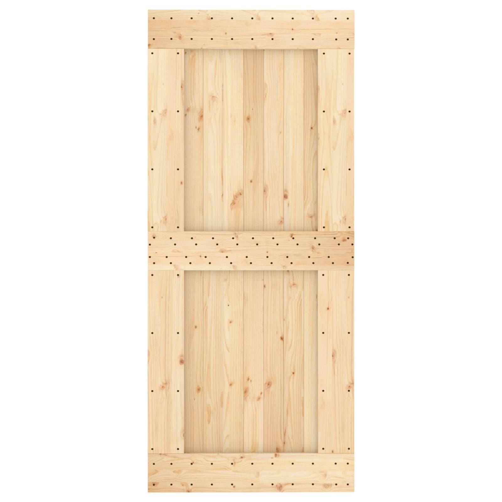 Klizna vrata Prirodna i crna 90 x 210 cm Čvrsta borovina