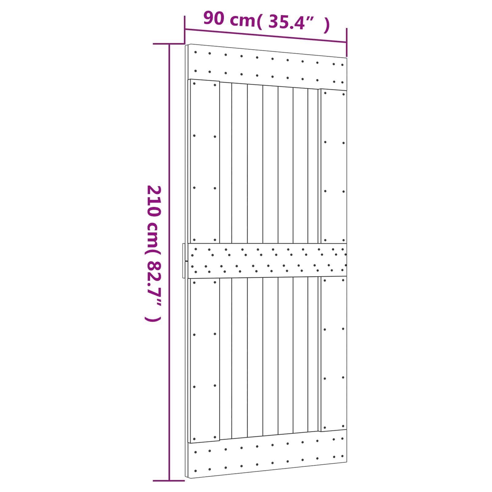 Klizna vrata Prirodna i crna 90 x 210 cm Čvrsta borovina