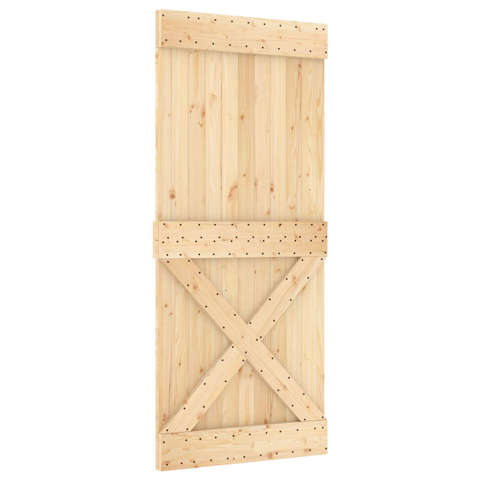 Klizna vrata Prirodna i crna 90 x 210 cm Čvrsta borovina
