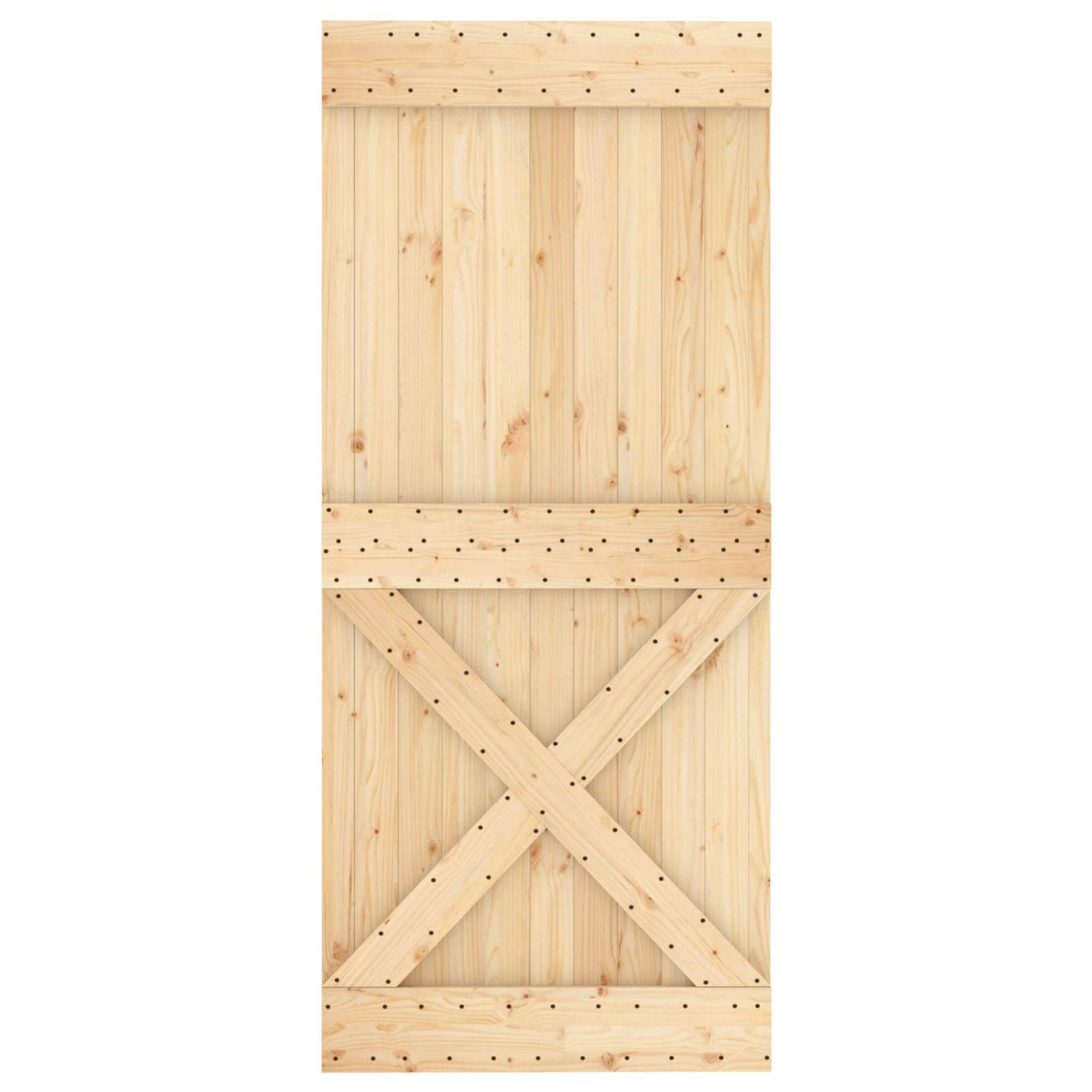 Klizna vrata Prirodna i crna 90 x 210 cm Čvrsta borovina