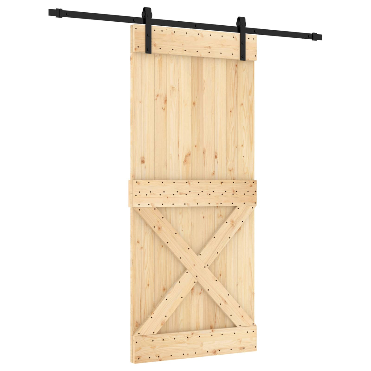 Klizna vrata 90 x 210 cm Čvrsta borovina (neobrađena)