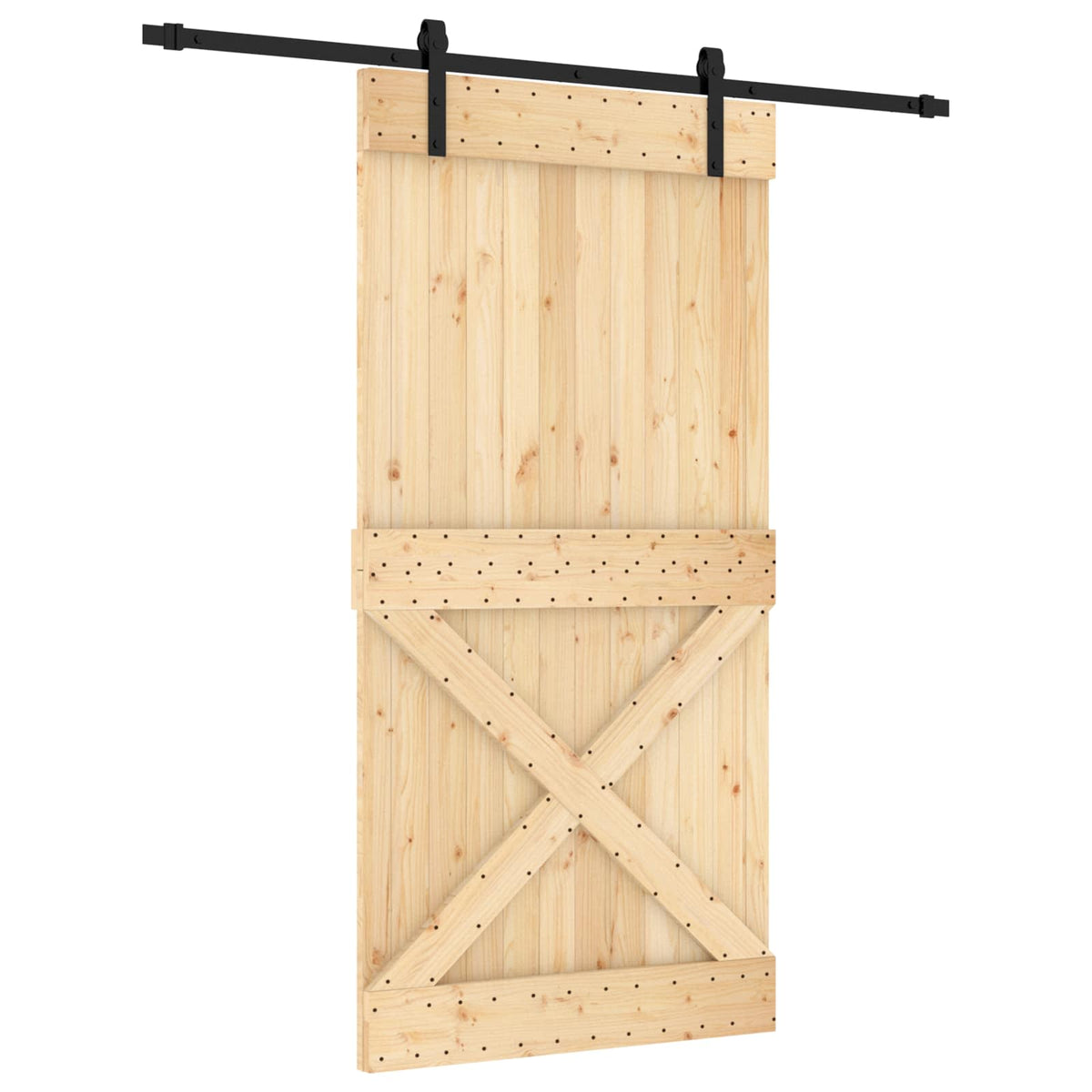 Klizna vrata 100 x 210 cm Čvrsta borovina (neobrađena)