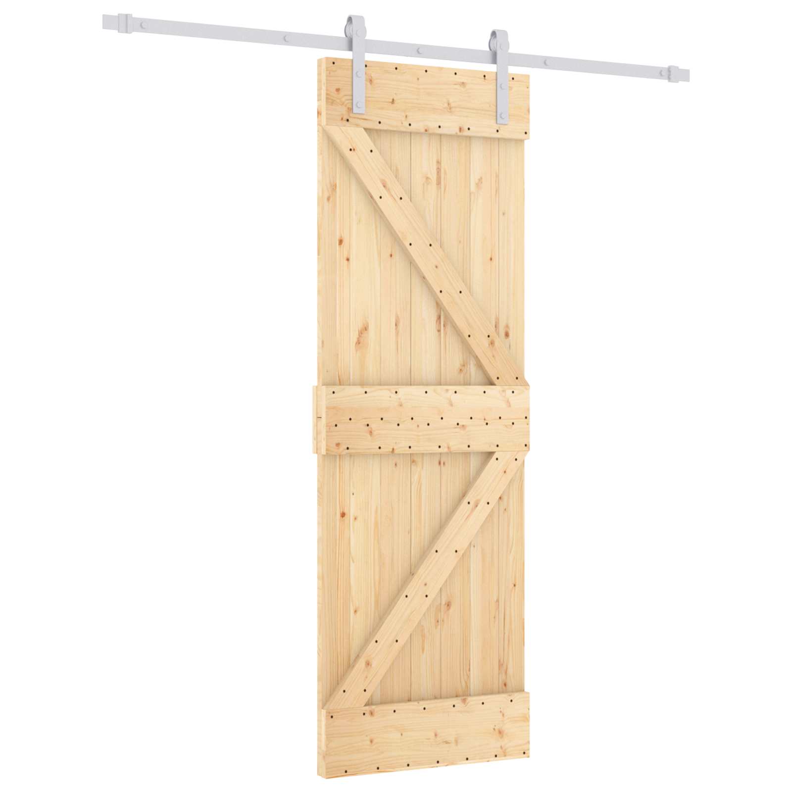 Klizna vrata 70 x 210 cm Čvrsta borovina (neobrađena)