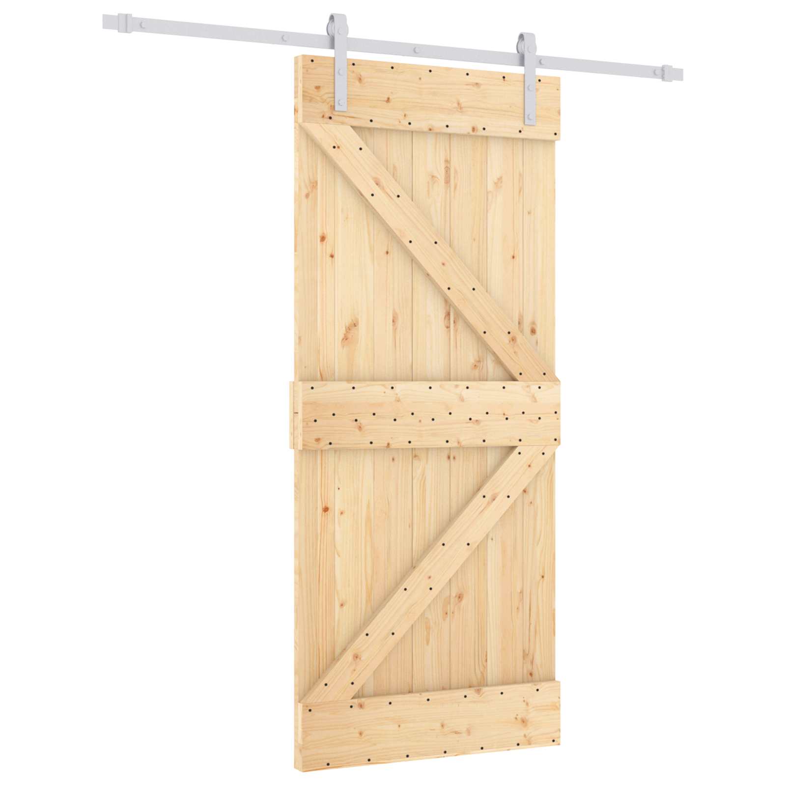 Klizna vrata Prirodna i bijela 90 x 210 cm Masivna borovina