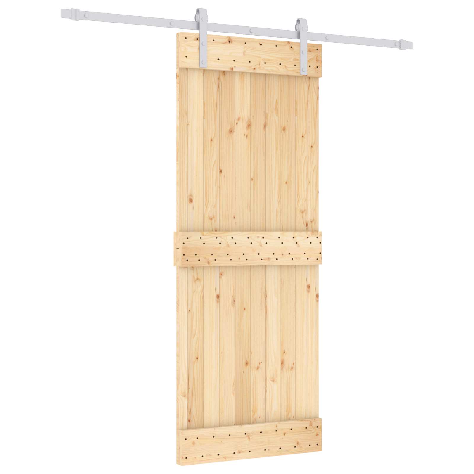 Klizna vrata Prirodna i bijela 80 x 210 cm Čvrsta borovina
